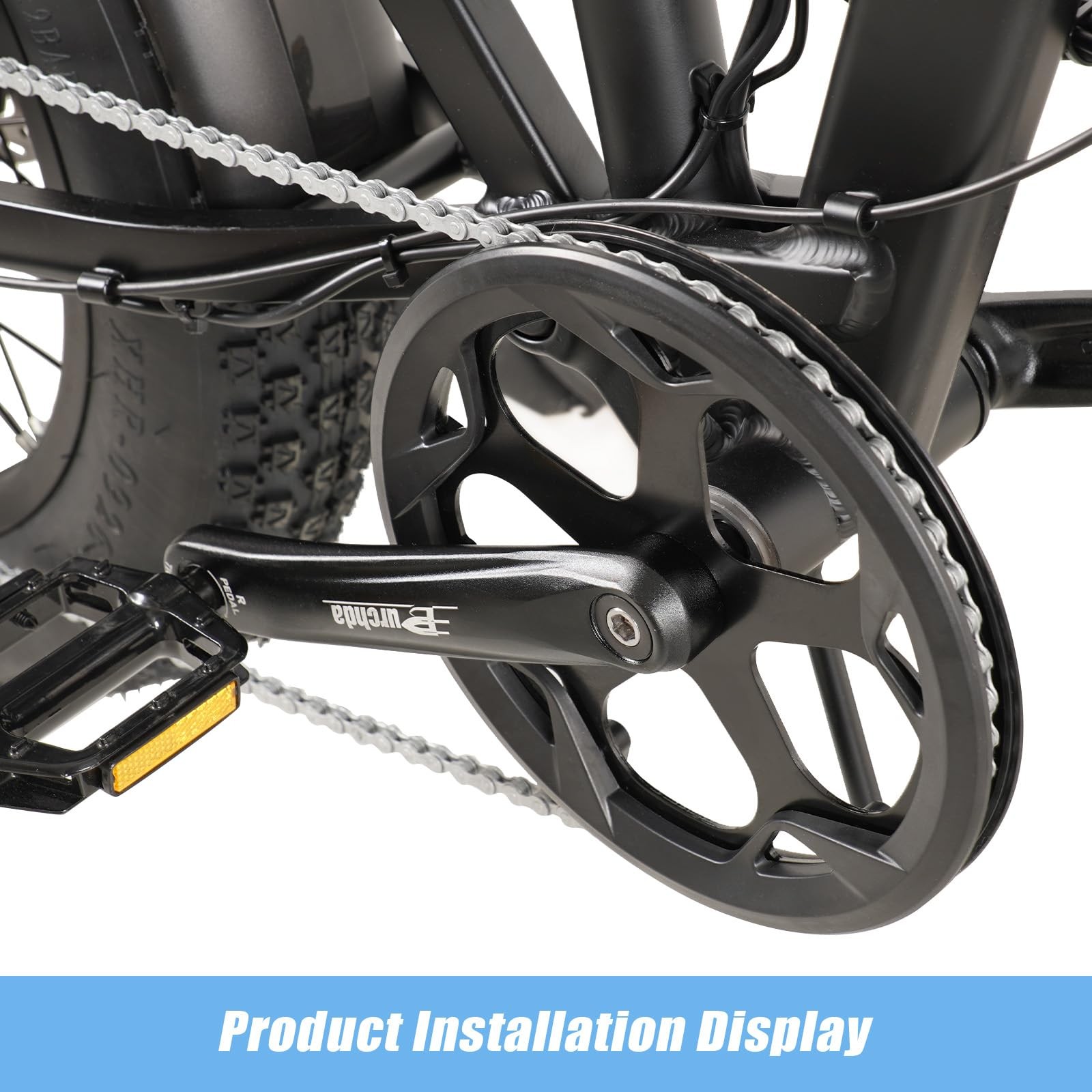 Bike Crankset for Ebike: 52T Universal Set Double 52T, Black