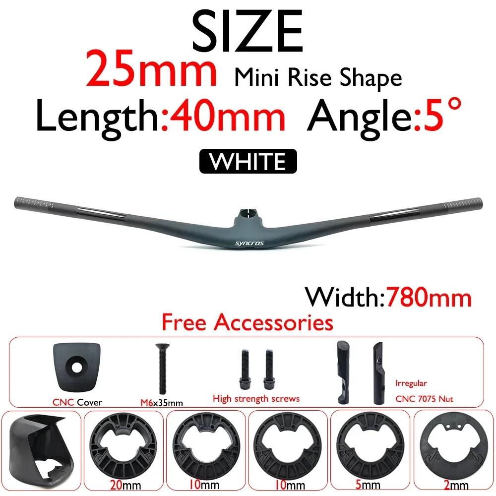 Integrated Mountain Bike Carbon Handlebar Stem 15/25mm Rise 4°/5° Angle 40/50mm