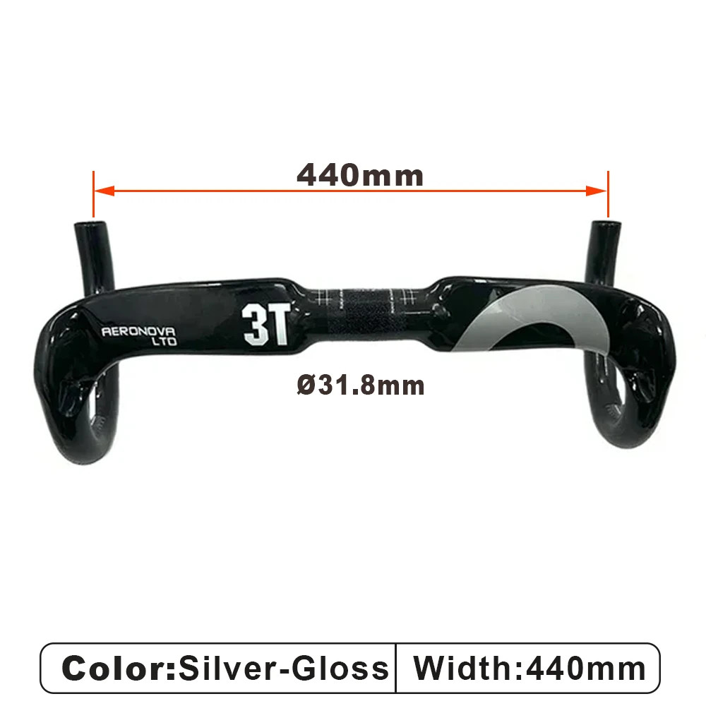 3T Road Bike Handlebar Carbon Fiber Bicycle Bend Handlebar 31.8*400/420/440mm