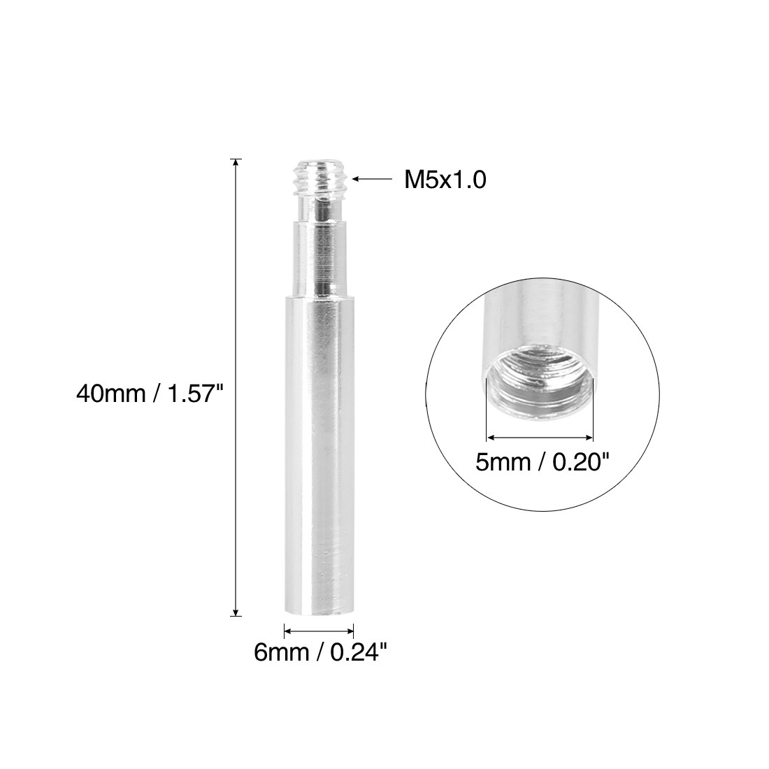 40mm Aluminum Alloy Bike French Type Valve Extender Extension Silver Tone 4pcs