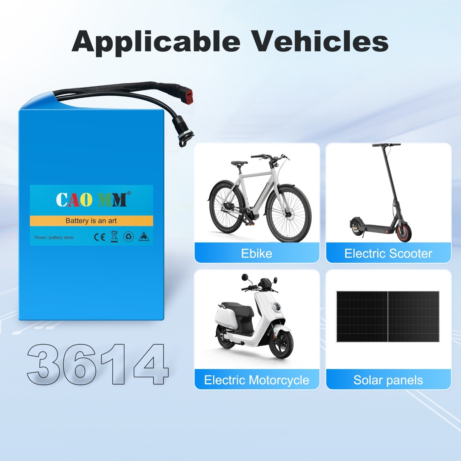 36V 14Ah eBike Lithium Battery For Electric Bicycle 100W-1000W Motor w/ 30A BMS