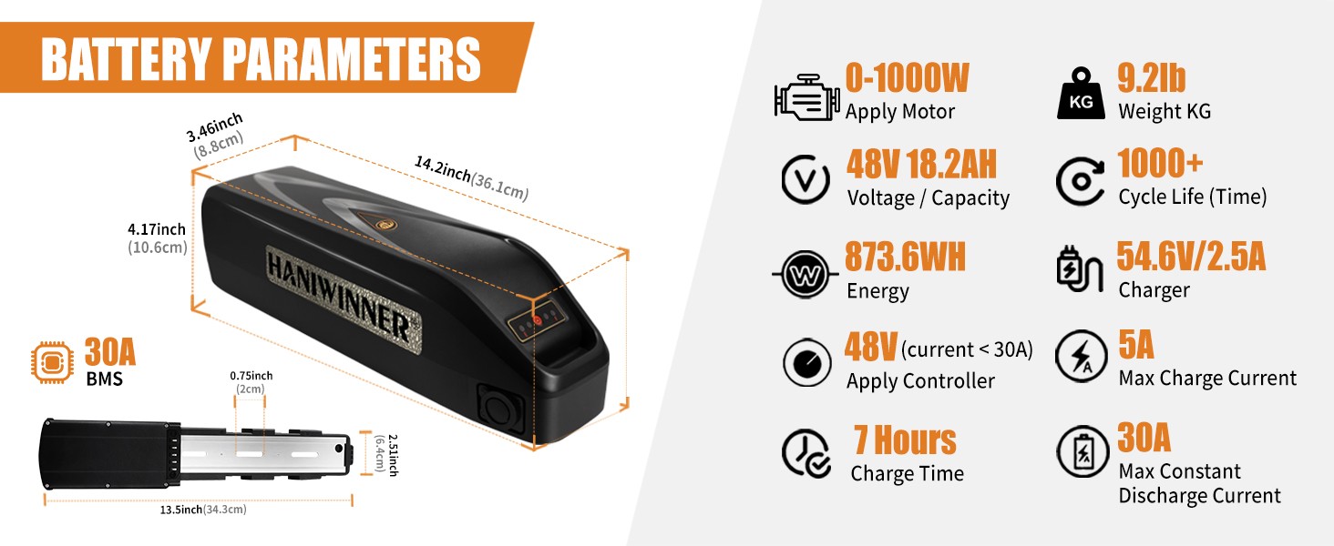 48V 18.2Ah 873.6Wh Ebike Battery for Lectric eBikes Rad Power Bikes Aventon XT60