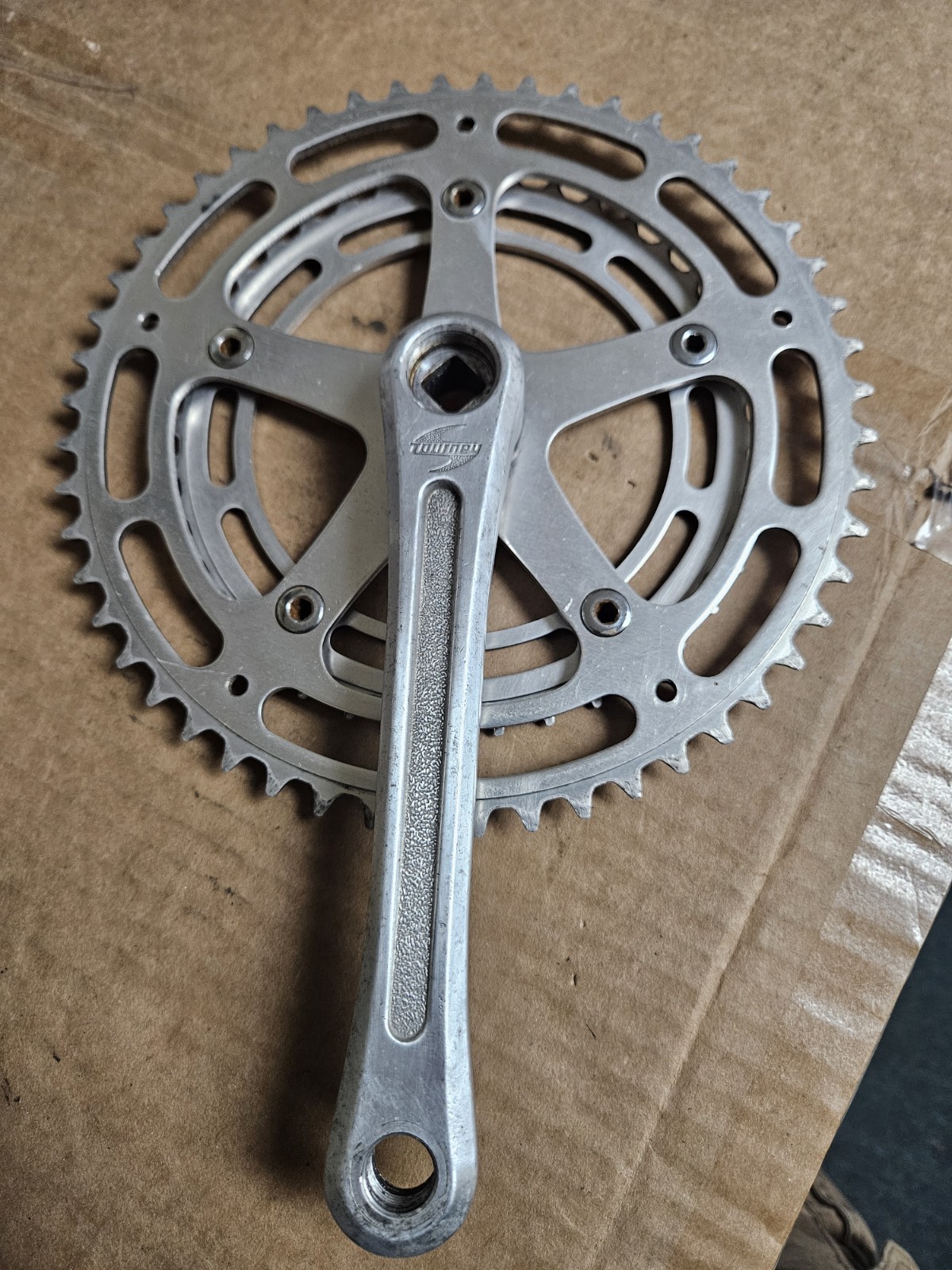 1980 Takagi Tourney Crankset, double 52/40T, 170mm, 130 BCD, square taper, used