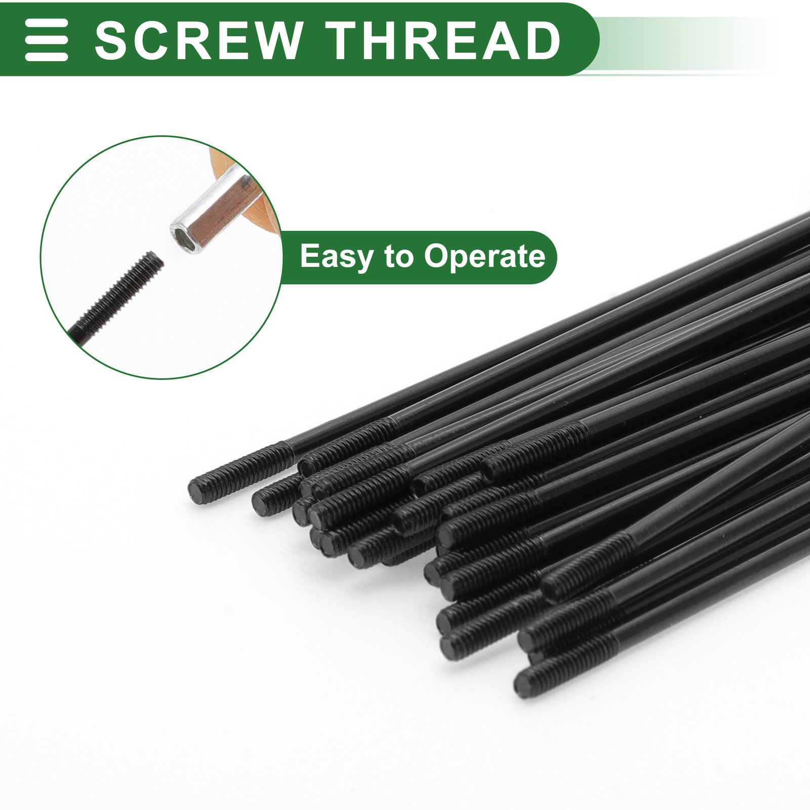Universal Piece of 36 Bicycle Wheel Spokes Nipple 14G 203mm Black Carbon Steel