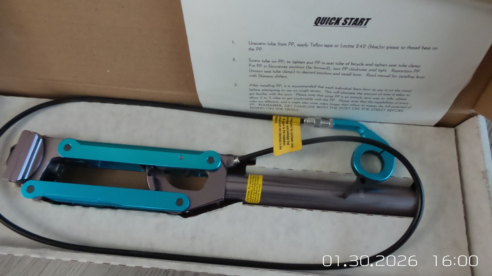 Power Post Max Dropper Seatpost 4 Position Anodized Blue Turquoise 27.2mm