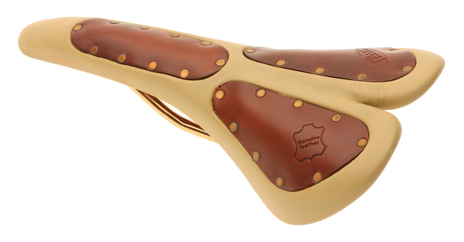 Selle Italia Storika Saddle Ti Alloy Rails Beige and Brown Leather NOS NIB NEW