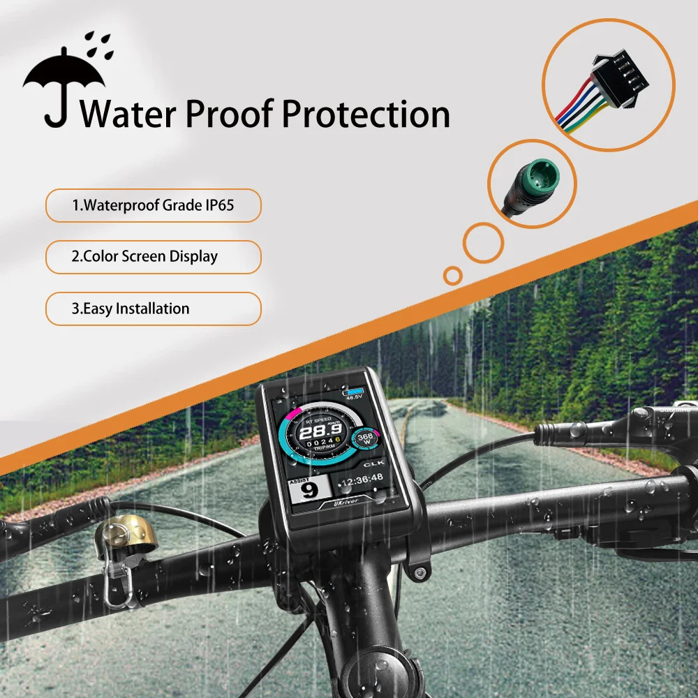 E-bike Display 24V 36V 48V 52V 60V 72V LCD Color Display 5Pin SM/Waterproof Plug