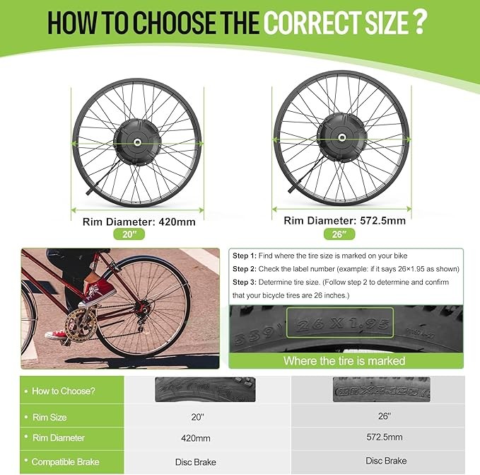 48V1000W Bafang Rear 20” 26″ Wheel Hub Motor DIY Fat Tire Ebike Conversion Kits