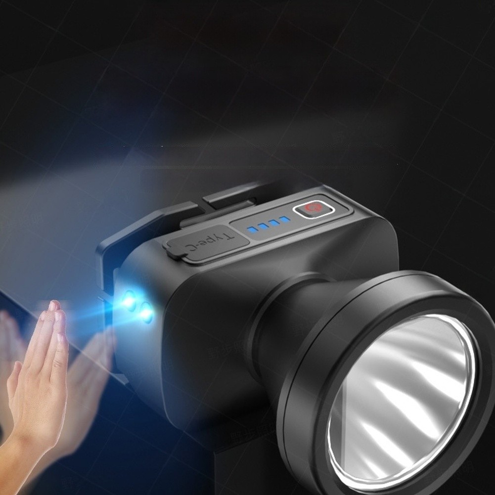 LED Headlamp with Rechargeable Battery Motion Sensor for Hiking Trails