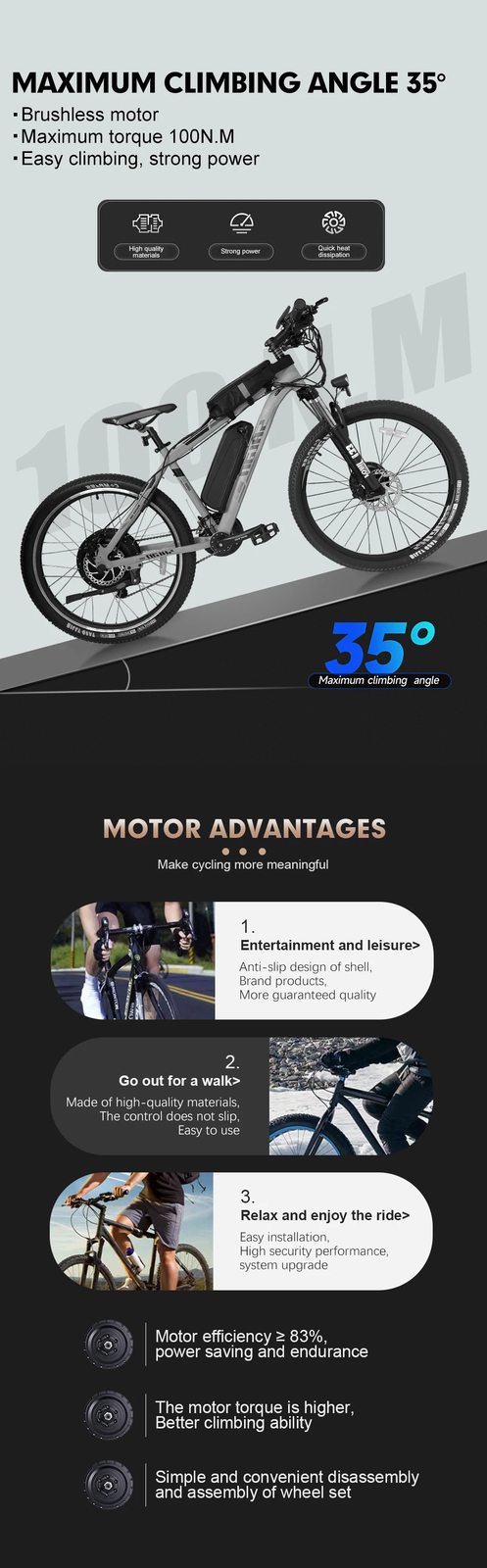 Electric Bike 36V/48V 250W 350W 500W Brushless Gear Front/Rear Drive Hub Motor