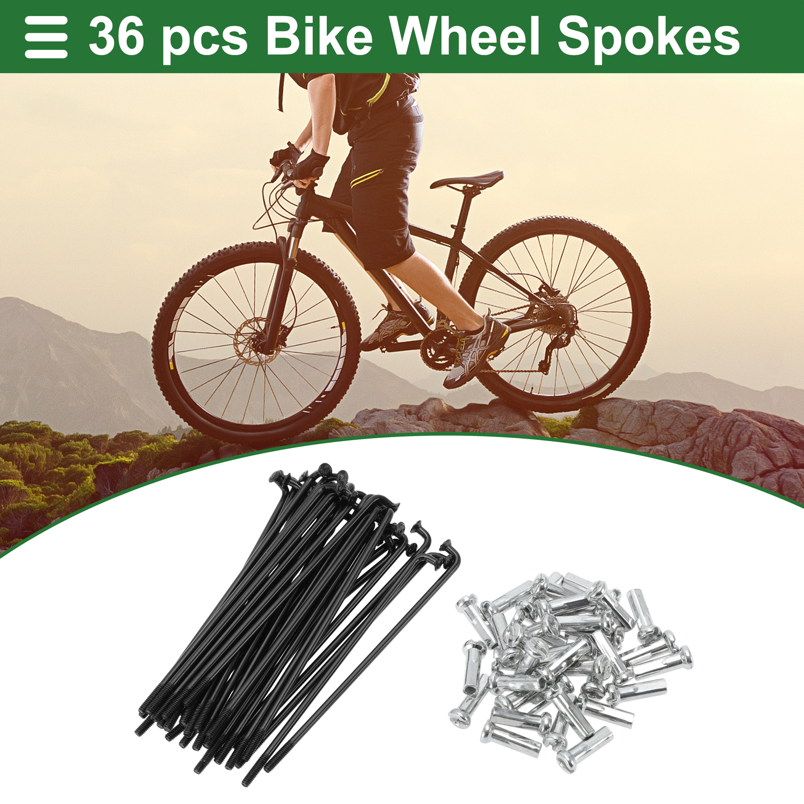 1 Set 14G 78mm Length Bicycle Spokes Nipple Carbon Steel Black Universal