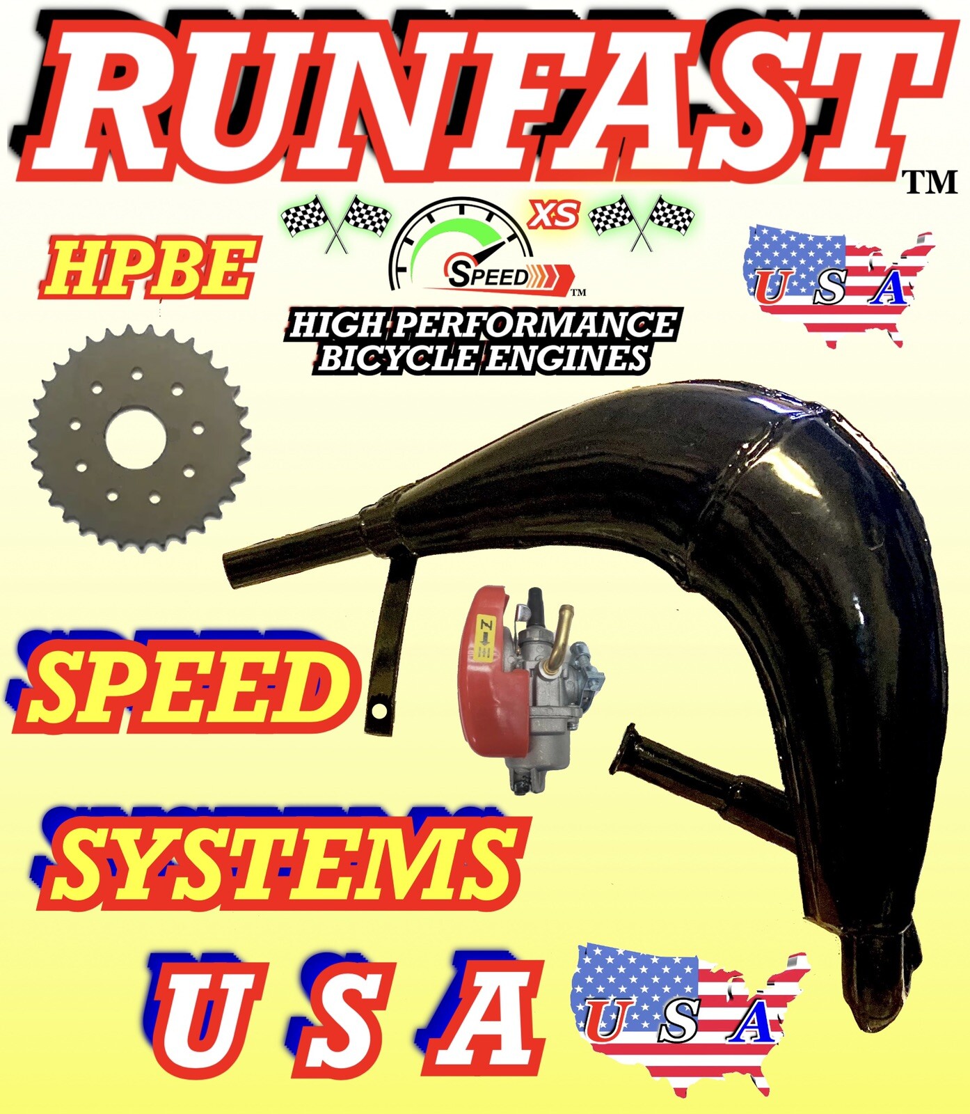 MONSTER muffler pipe exhaust for 66c 80cc 100cc motorized bike 2-stroke Power +