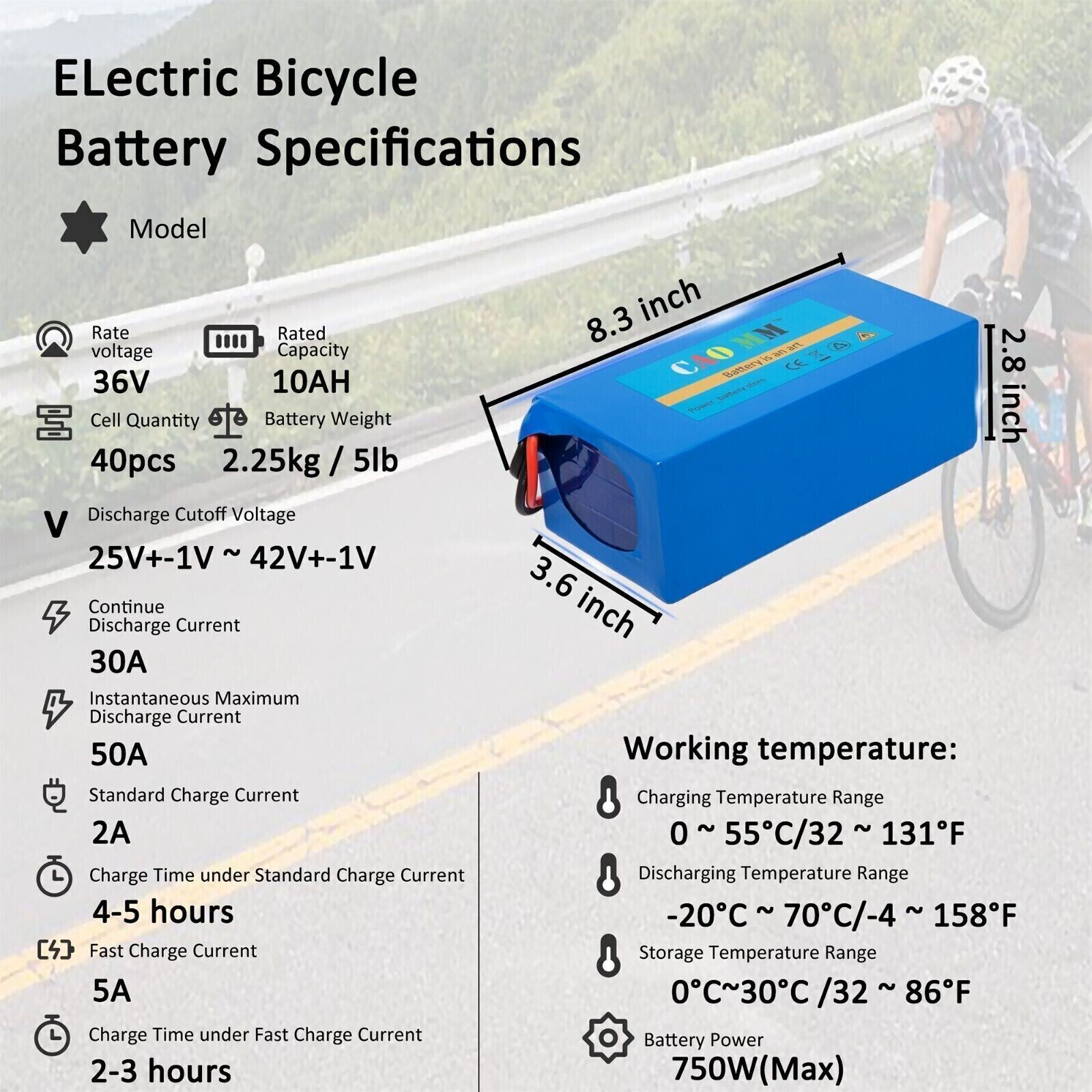 36V 48V 8AH/14AH/16AH/20AH Battery for 200W-1500W Ebike Electric Bicycle Bike