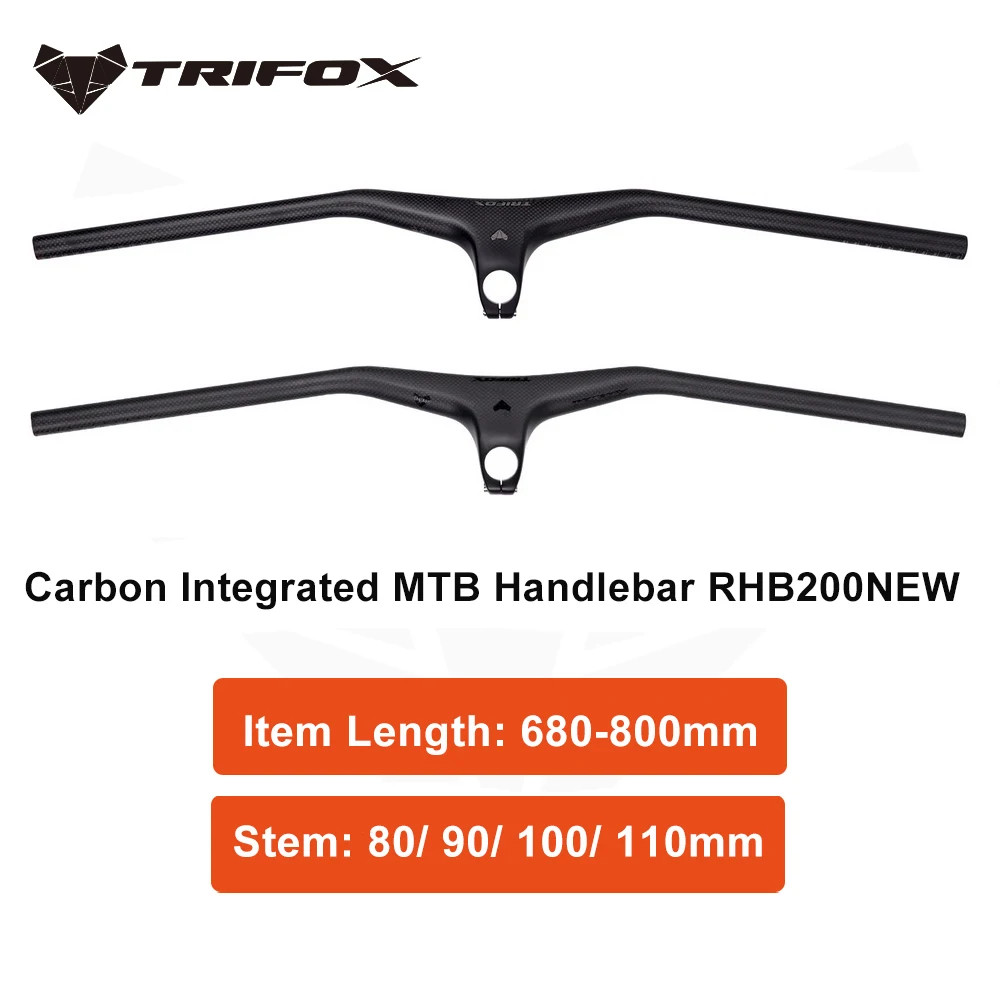 Carbon Fiber Integrated Handlebars Mountain Bicycle Riser Bar Angle -17°