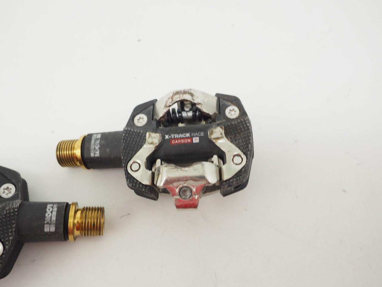 LOOK X-Track Race Carbon Ti Mountain Bike Pedals Black/Gold w/o Cleats *Good*