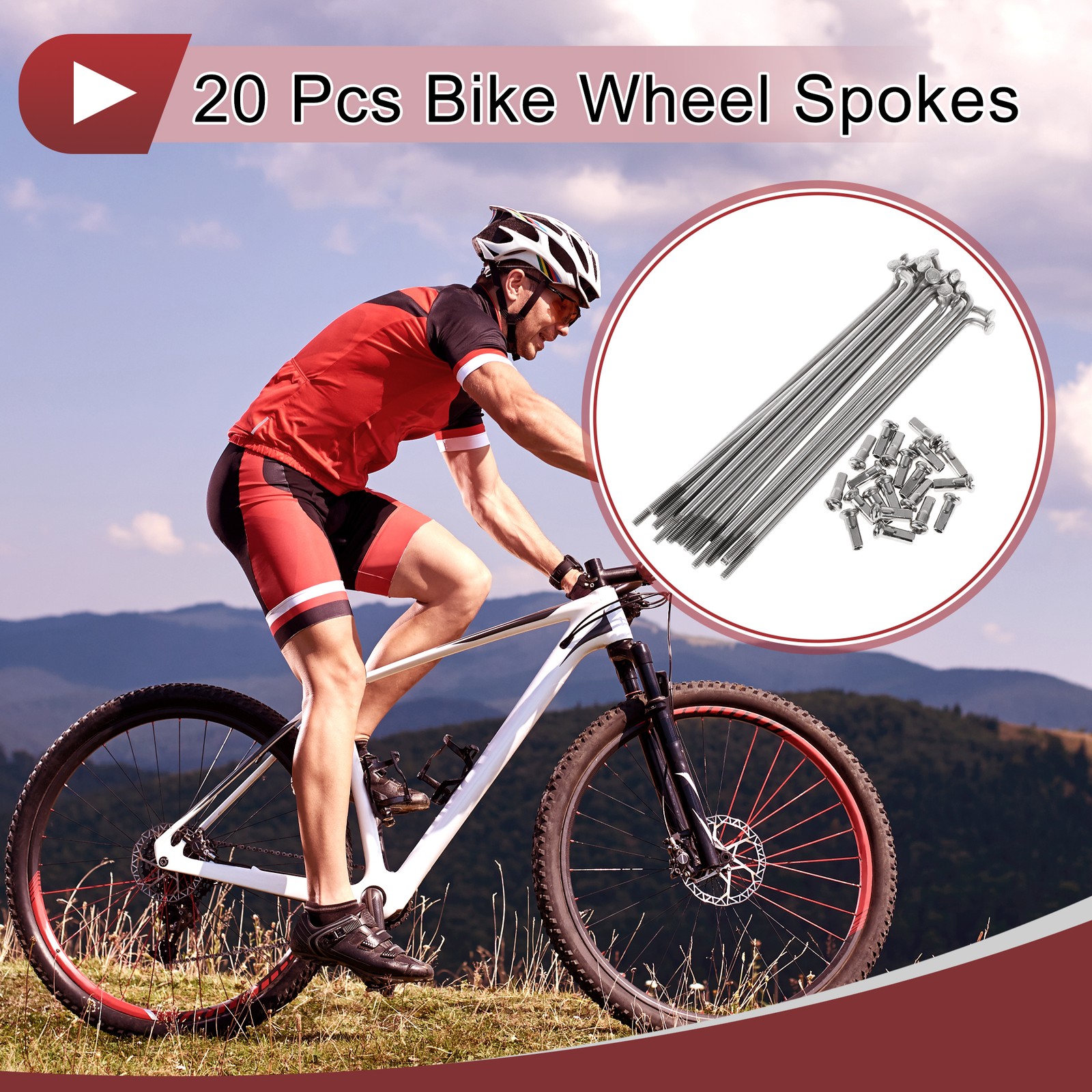 20 Set 13G Bicycle Spokes 97mm Bike Wheel Spokes 304 Stainless Steel Silver Tone