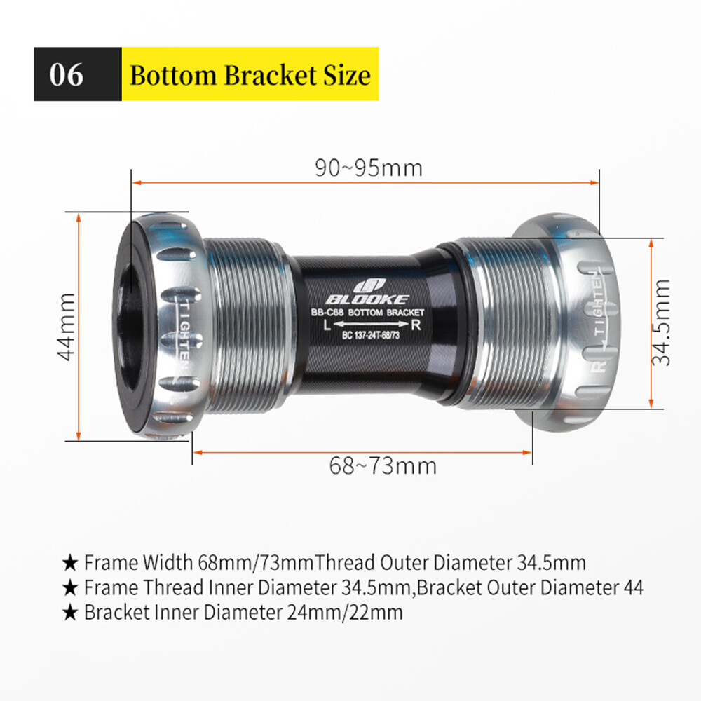 BLOOKE Bike Sealed Bearing Thread Kit Bottom Bracket For SRAM GXP Prowheel BB52
