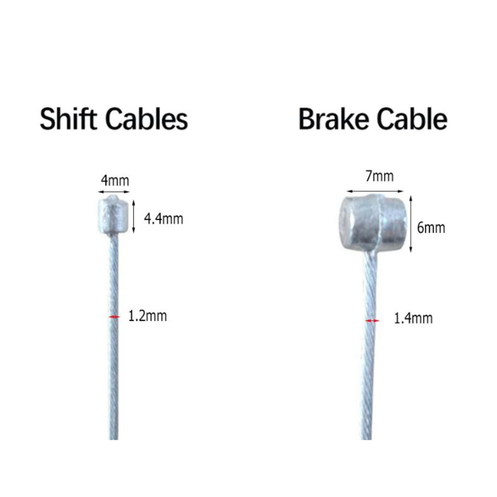 2M Bike Brake Shift Cable Inner Wire Set with End Caps MTB Road Fixed Gear