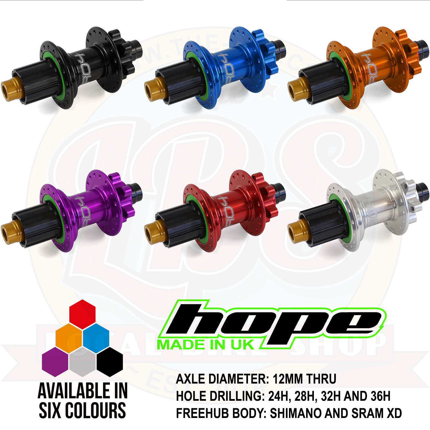 Hope Pro 4 Rear Hub 142x12mm Thru – All Colors, Spoke Holes and Drivers – New