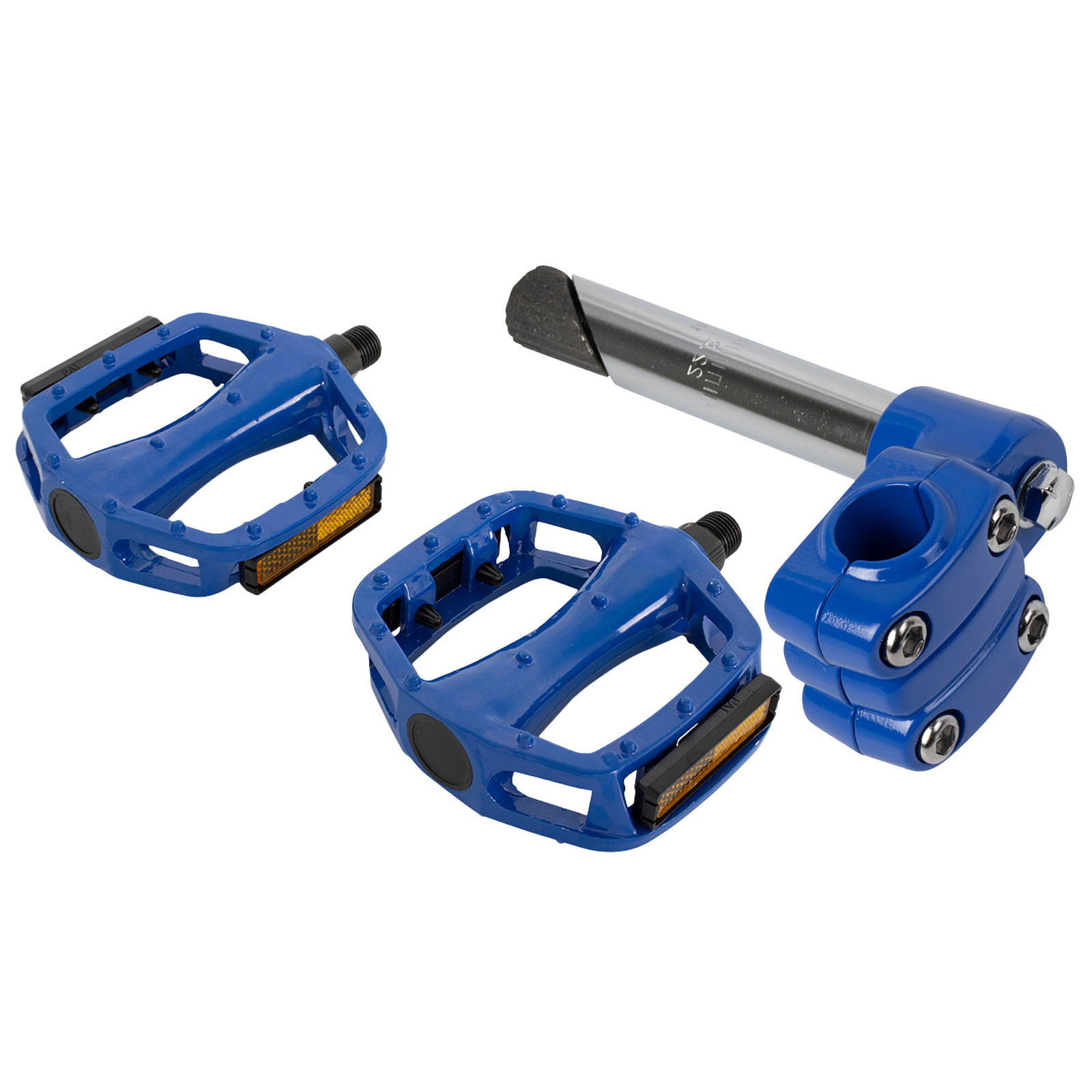 PRO+ 4-Bolt 22.2mm BMX Stem Blue & Alloy Pedals 9/16 in Blue