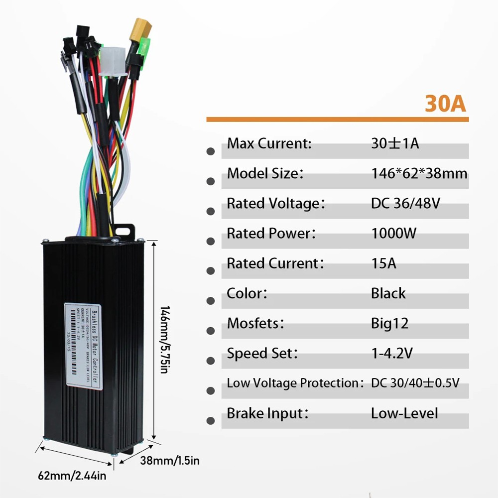 E-bike Three-Mode Sine Wave Controller 24V-48V 17/26/30/40A with LCD Display Set