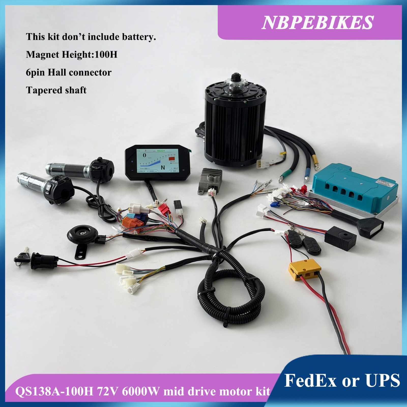 QS138A-100 6000W 72V High Power Mid Drive Electric Motor kit+ND721000 controller