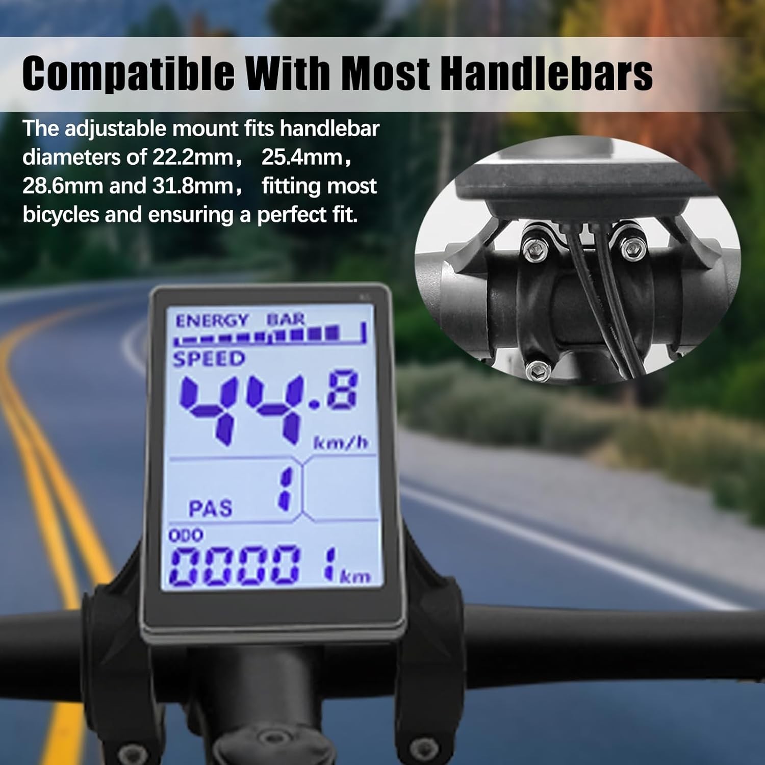 Electric Bike LCD Control Panel, Easy Install with Waterproof Connector Included