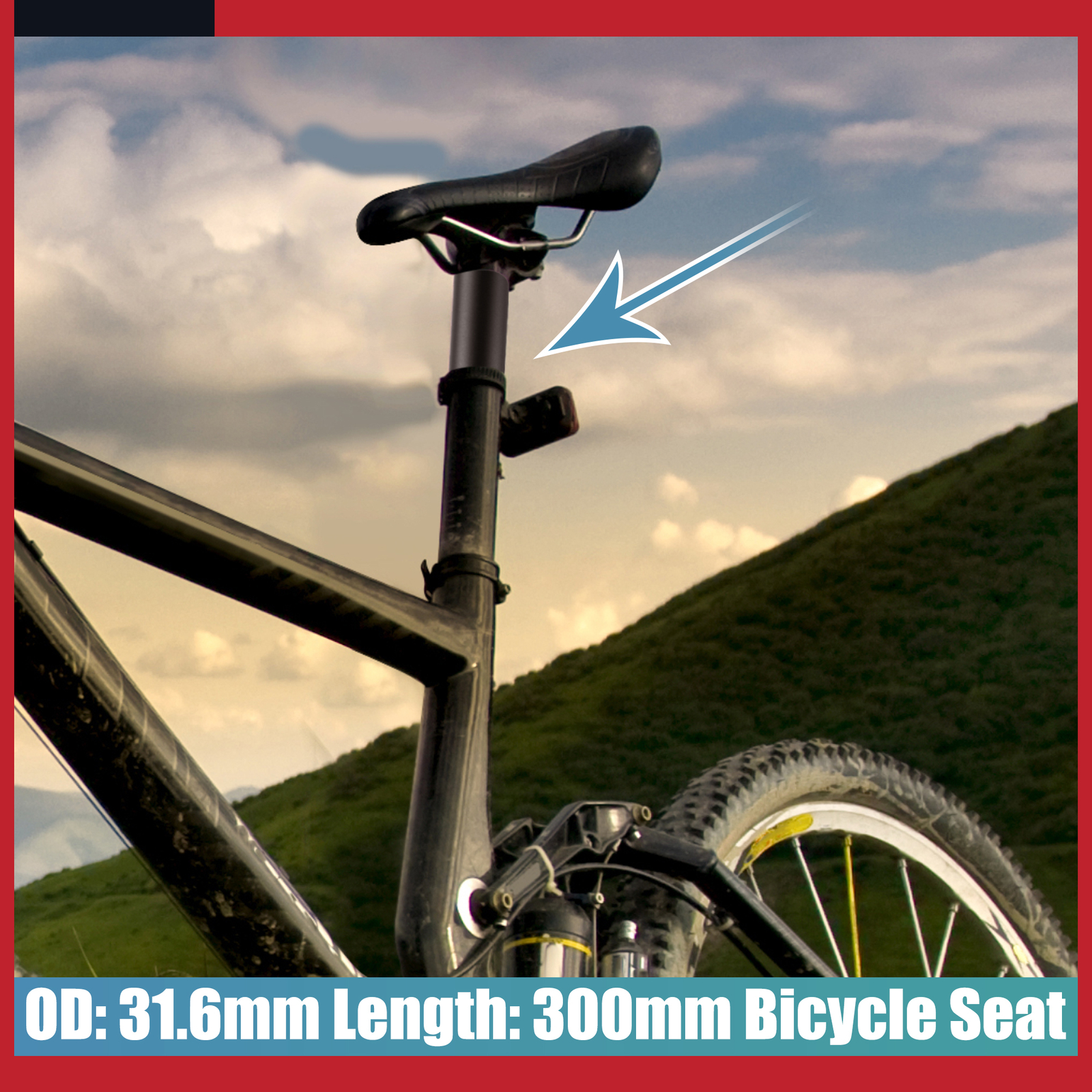 Universal 31.6x300mm Bike Seat Post Bicycle Mountain Bike Black Pack of 1