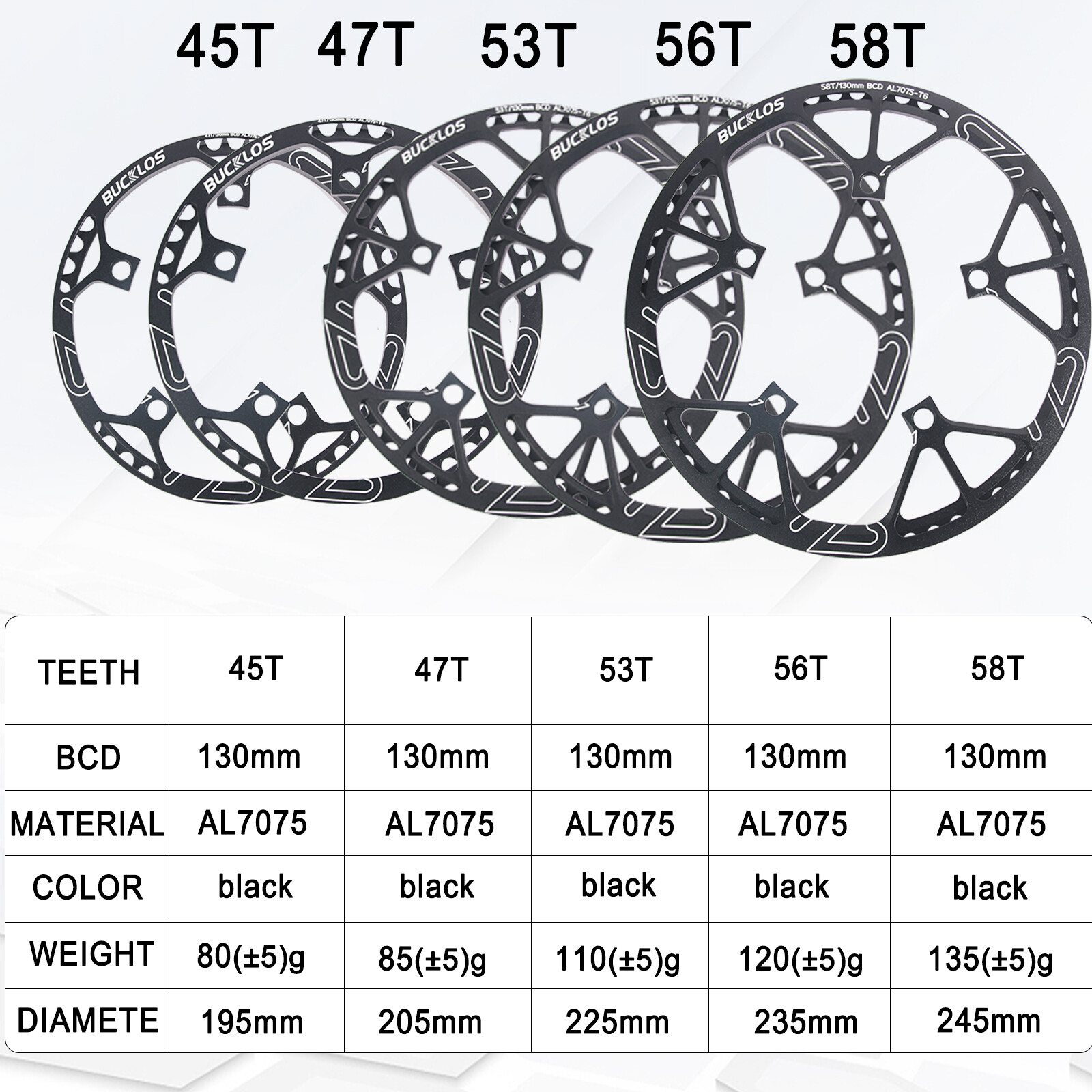 BUCKLOS Folding Bicycle Chainring 130BCD Chainwheel 45/47/53/56/58T For Shimano