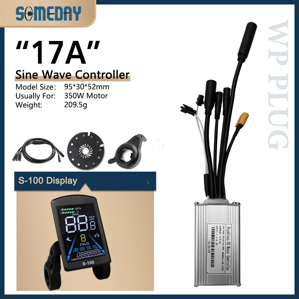 E-Bike 3-Mode 17A-30A Sinewave Waterproof Controller 24V-48V 250W-1000W Motor