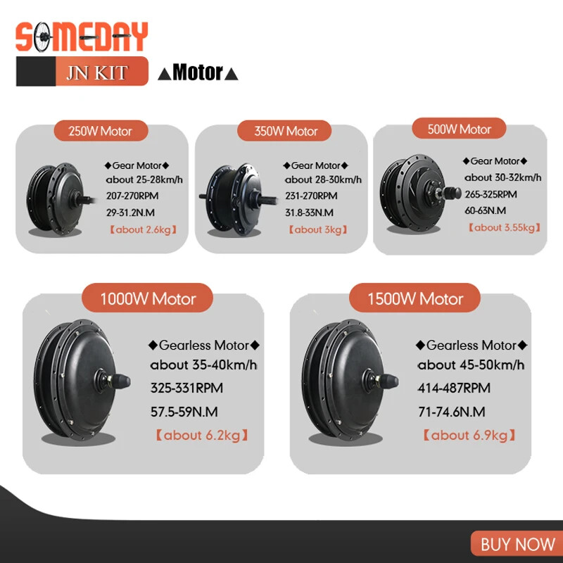 36V 48V 500W 1000W 1500W Gear Front Rear Hub Motor Wheel Ebike Conversion Kit