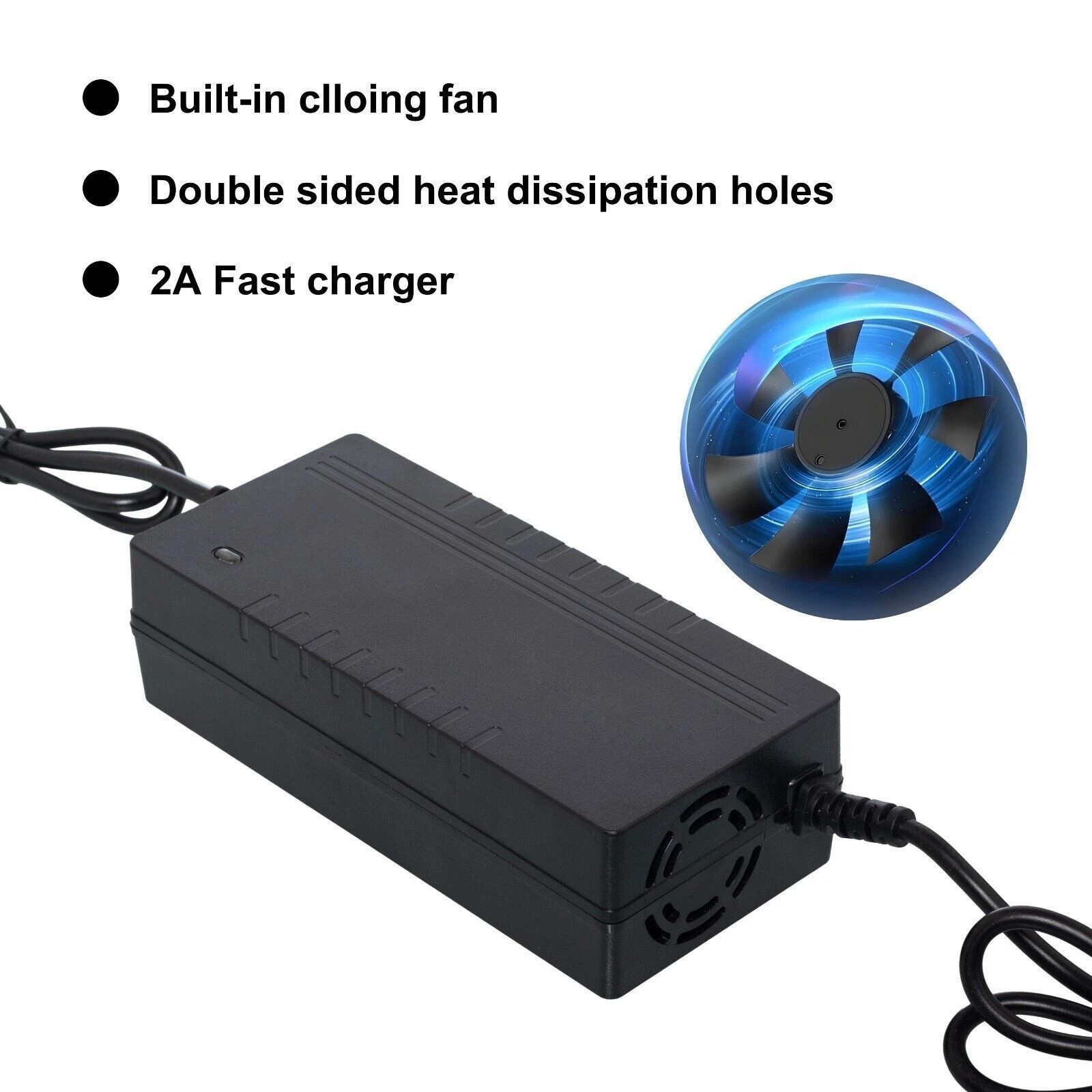 42V 2A Smart Charger DC 5.5×2.1mm Plug for 36V Bicycle Lithium Li-ion Battery US