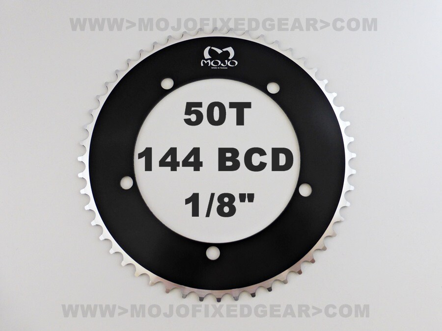 MOJO Fixed Gear Chainring 50T – 144 BCD Track Fixie single speed 1/8″ – BLACK