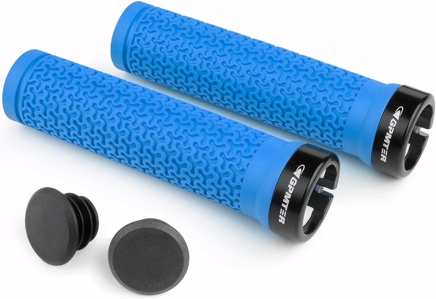 Bike Handlebar Grips 131mm Blue Soft Rubber Non Slip Ergonomic Design