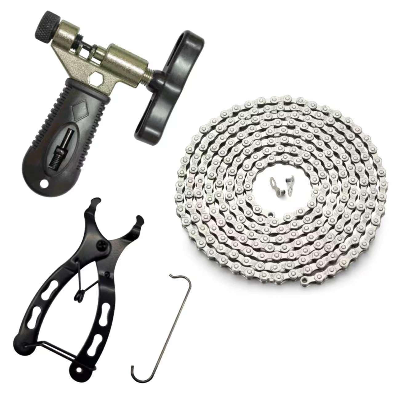 Bike Chain Kit, 6/7/8 Speed Chain Tool & Bicycle Chain Kit, 1/2×3/32 126 Link…