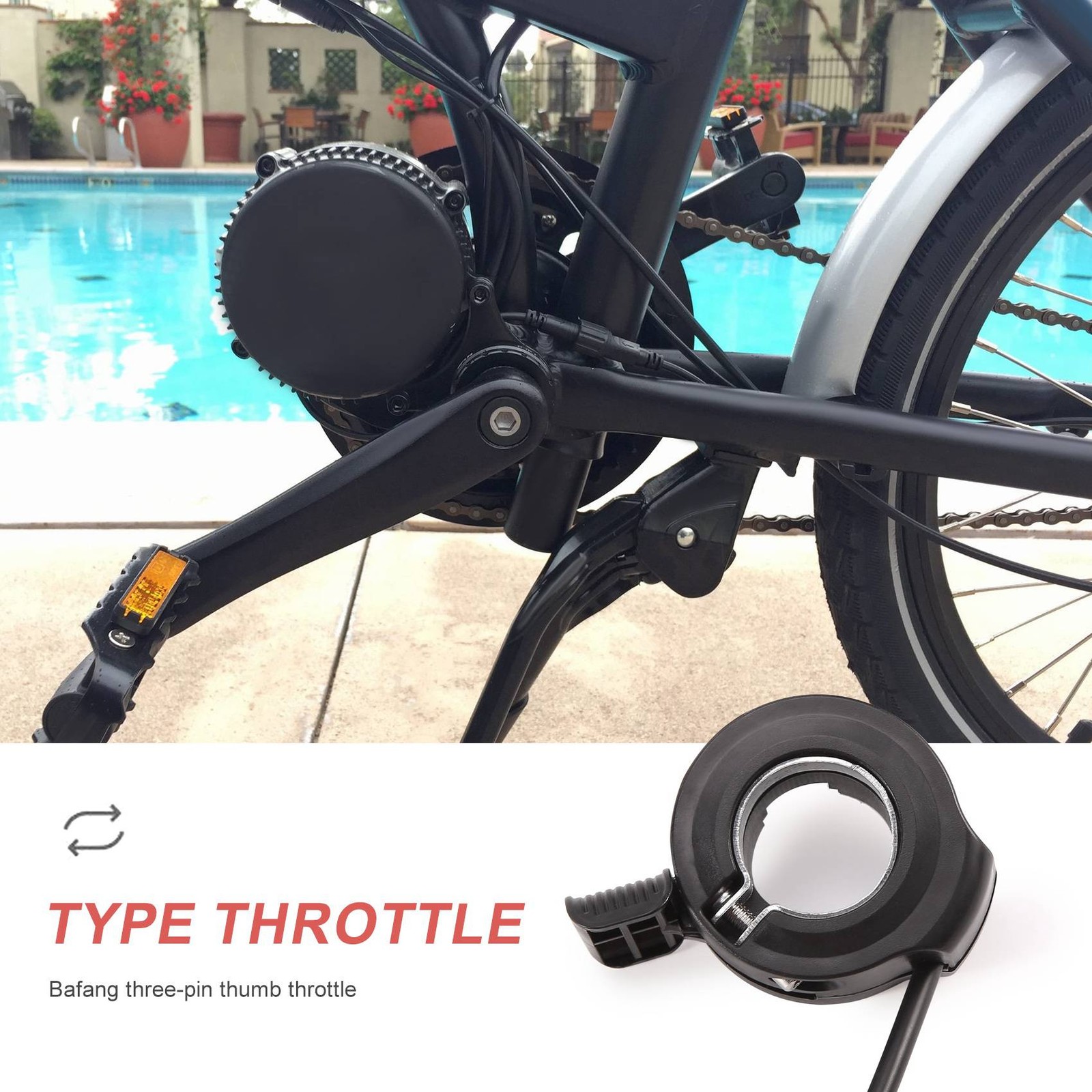 Thumb Throttle for Mid Drive Motor E-Bike Conversion Kits 36V 48V 52V 250W6490