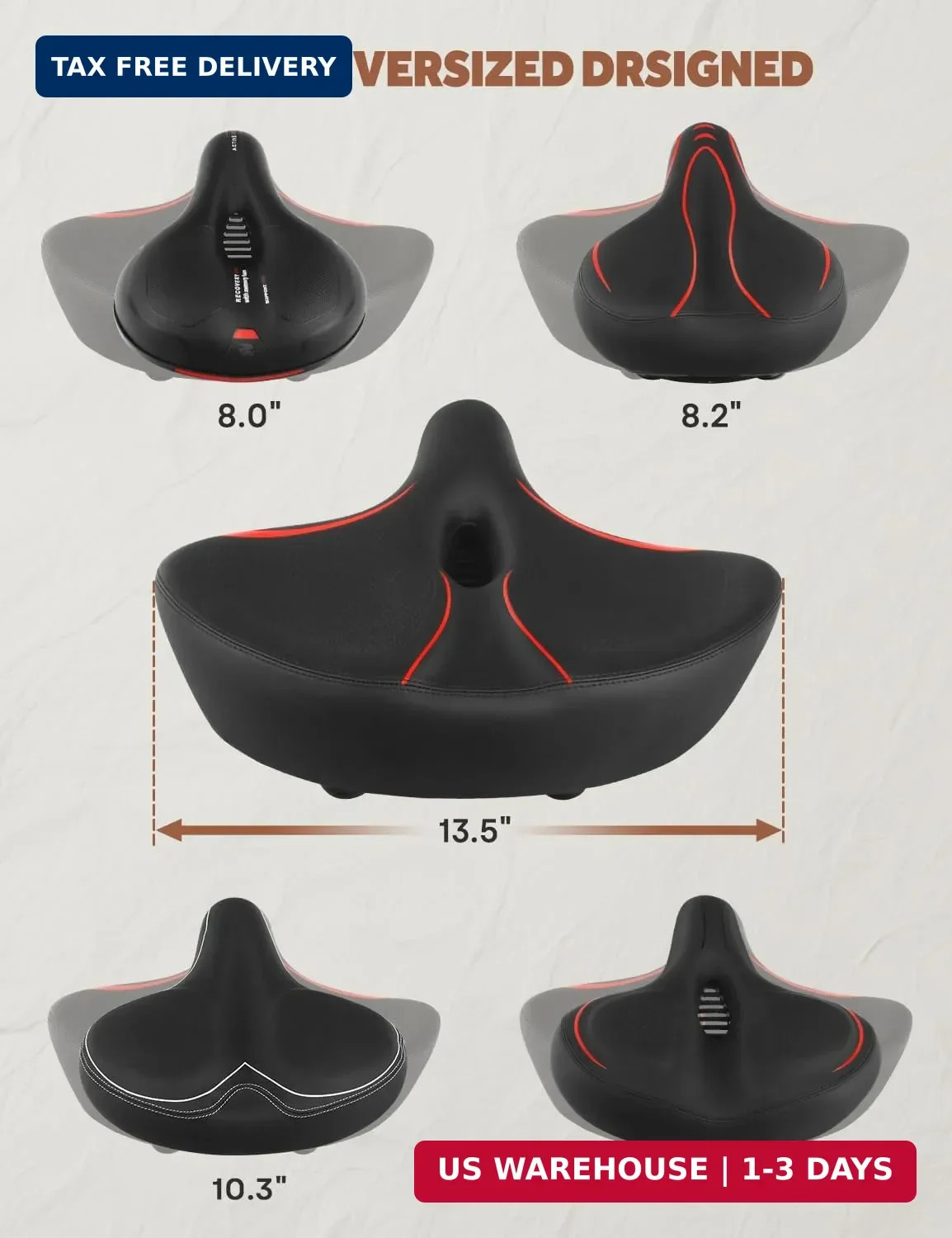 Oversized Bike Seat Compatible with Peloton, Comfort Bicycle Seat Replacement fo