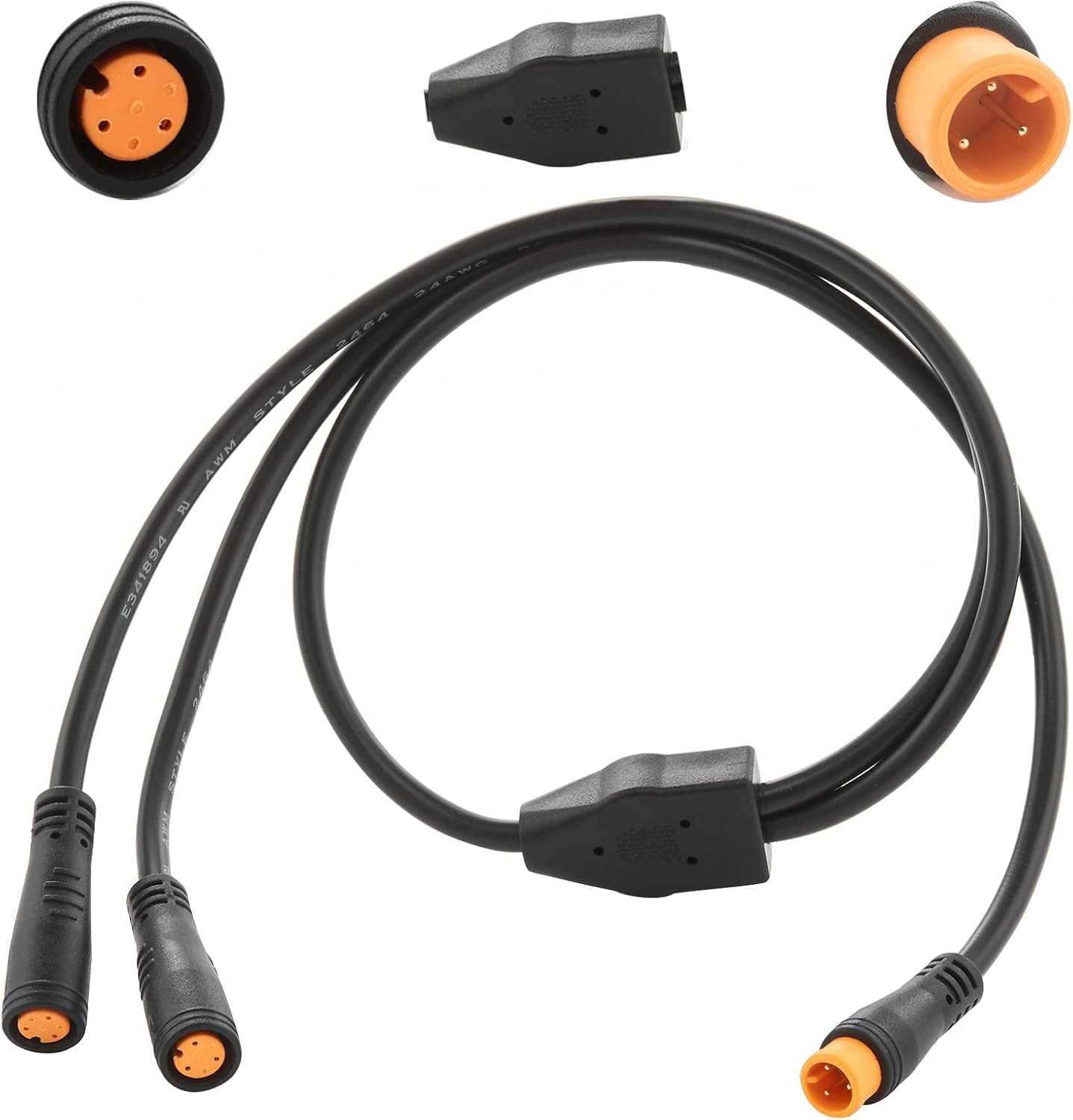 YSplit Extension Cable 1T2 Wire 3pin Waterproof Ebike Light Gear Brake 2 PCS