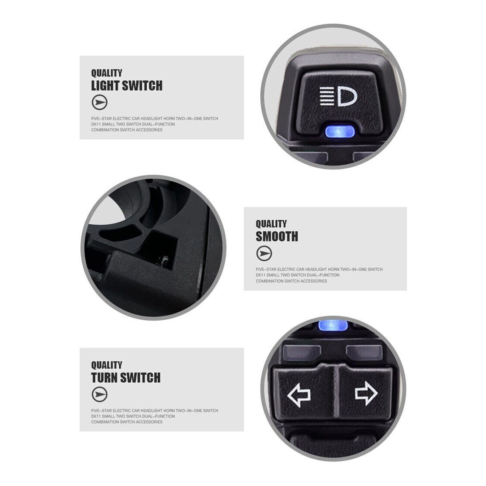 E-Bike Turn Headlight Horn Control Switch For Scooter Electric Bike Motorcycle