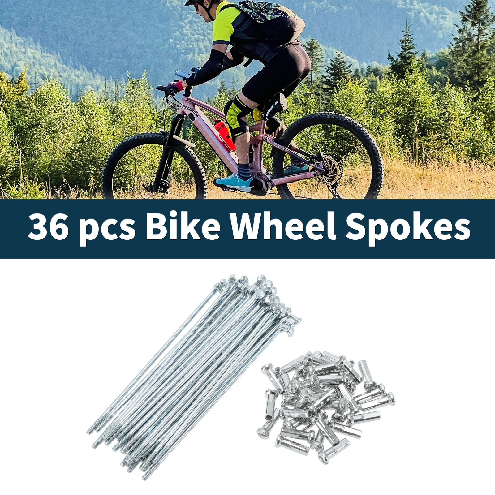 1 Set 14G 78mm Length Bicycle Spokes Nipple Carbon Steel Galvanized Universal