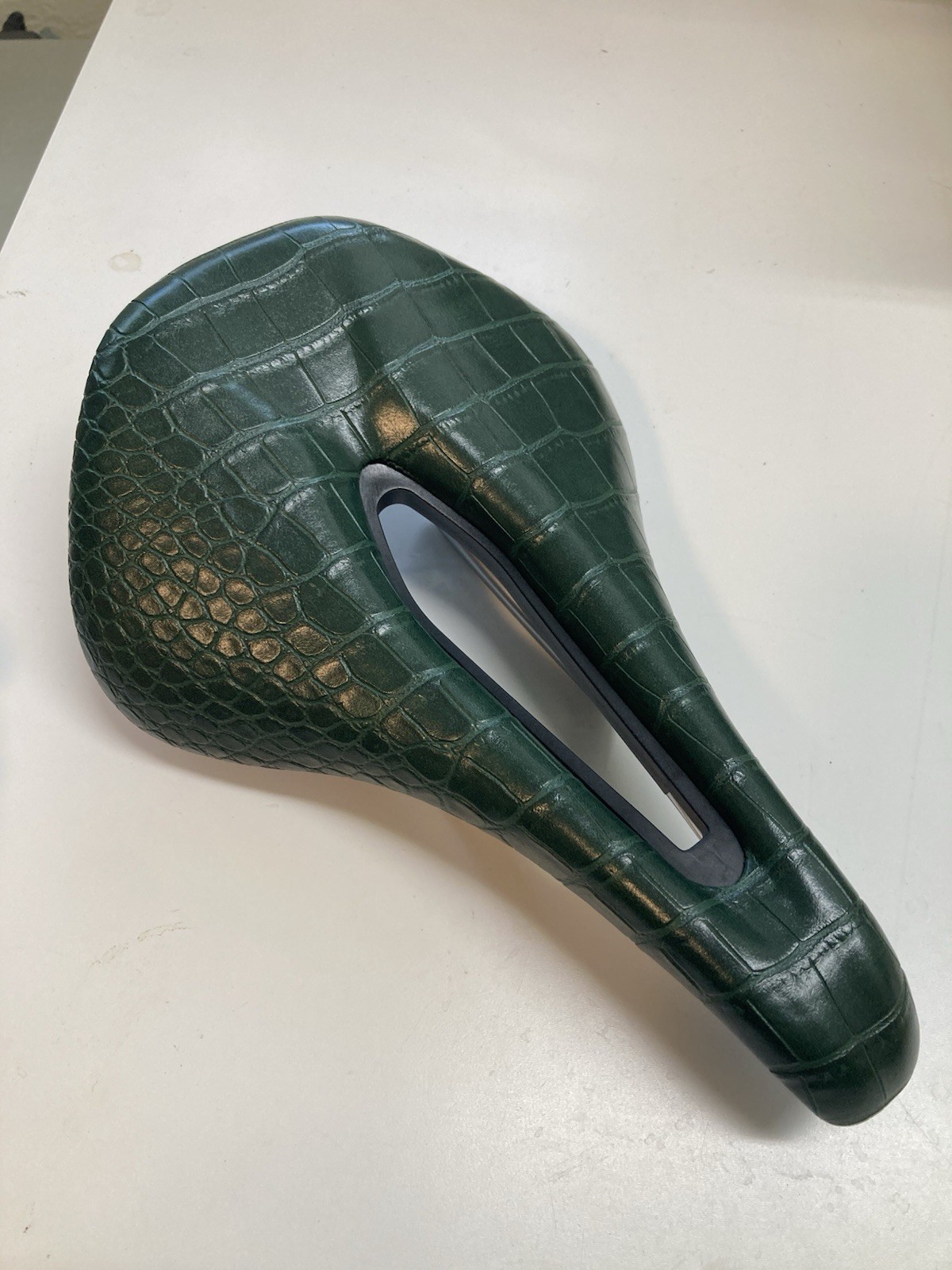 Green leather saddle 160mm x 250mm road gravel mountain bike seat short power