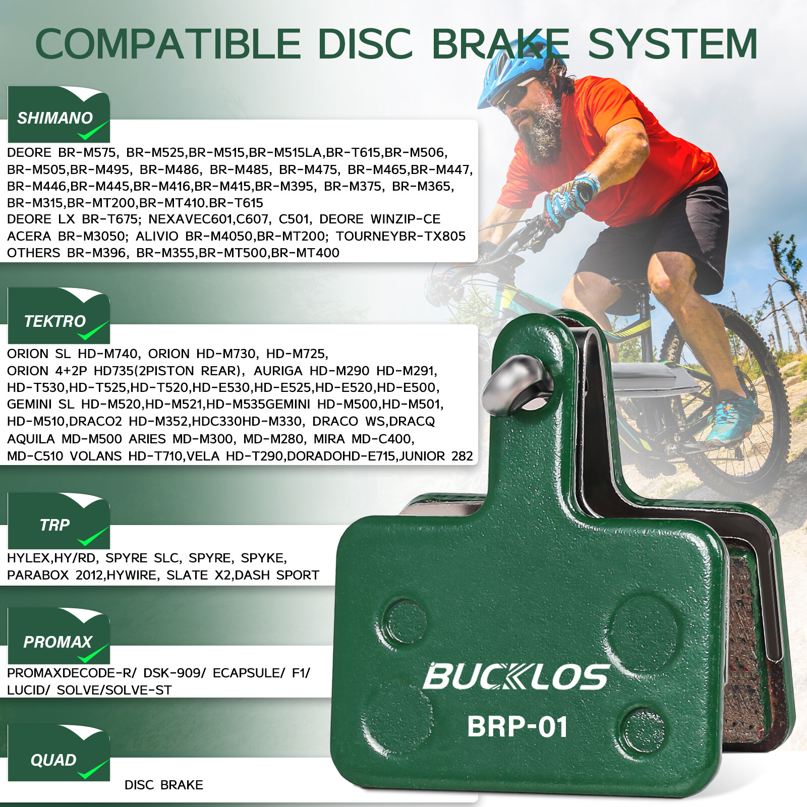 2pair BUCKLOS Ceramic Disc Brake Caliper Pad MTB for Shimano Tektro E10.11 MT200