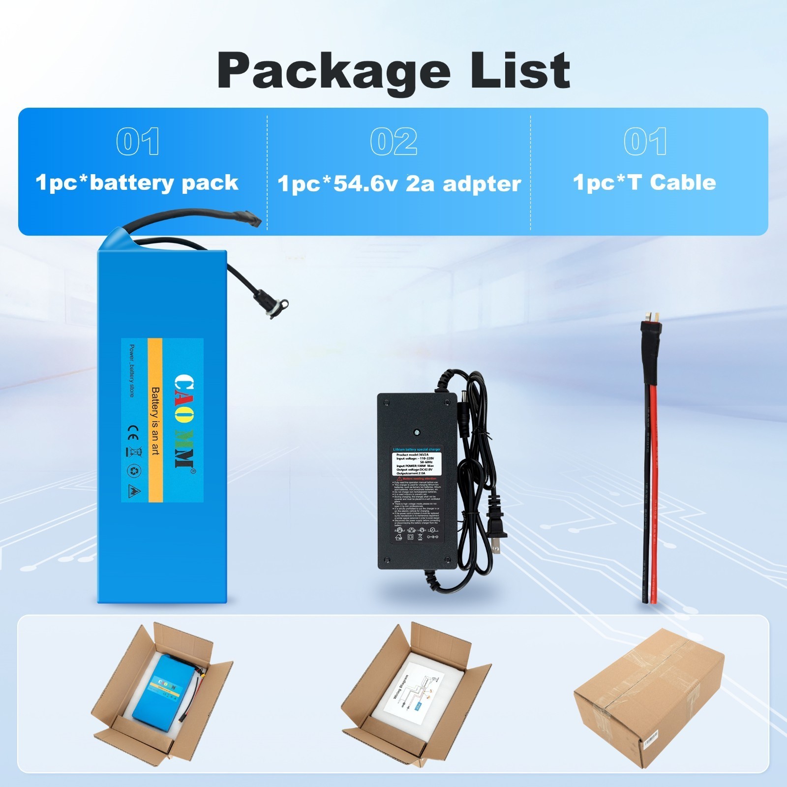 48V 10AH Ebike Lithium Battery for Electric Bicycle 100W-1000W Motor W/ 30A BMS