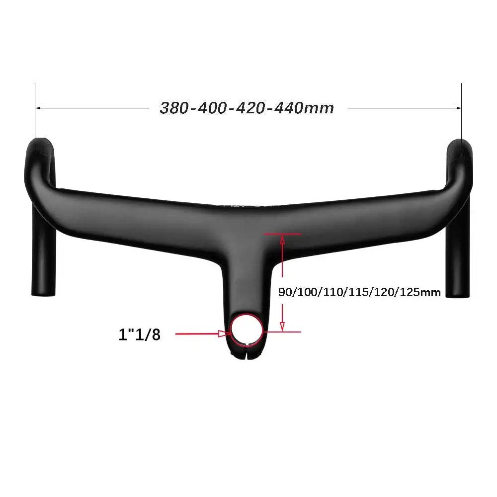 Road Bicycle Carbon Integrated Handlebar 28.6mm with Spacers Cycling Parts