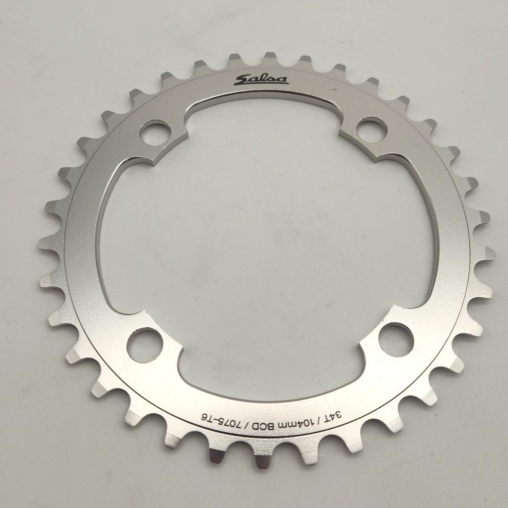 Salsa 104mm 34T 4-Bolt Silver Bicycle Chainring 7, 8, & 9-Speed OPEN PACKAGE