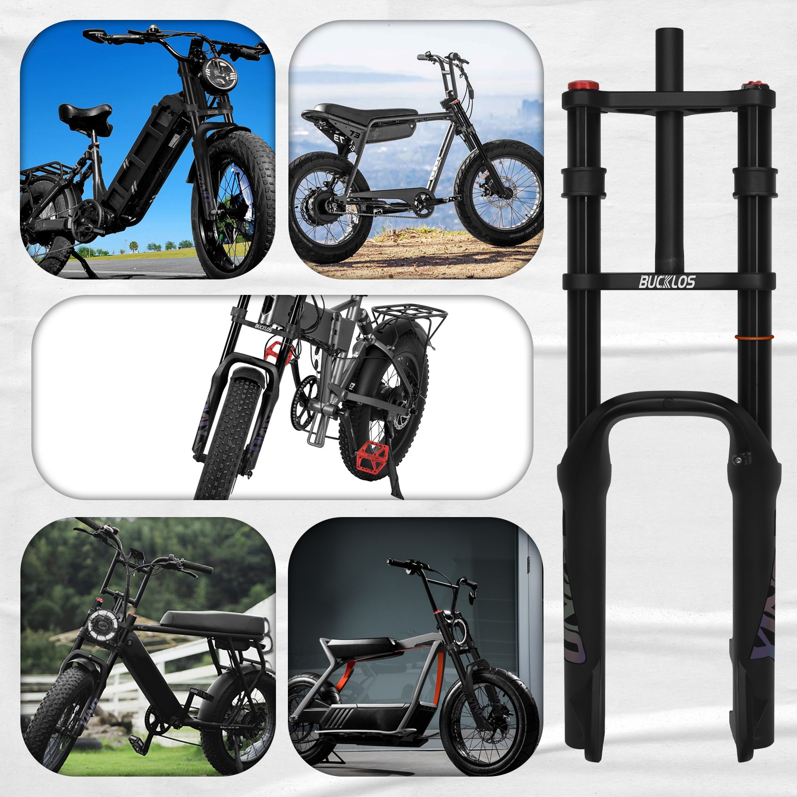 BUCKLOS YINO20 20” Suspension Air Fork 180mm Travel Snow E-MTB Bike 4.0 Fat Tire
