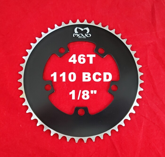 MOJO Fixed Gear Chainring 46T – 110 BCD Track Fixie single speed 1/8″ – BLACK
