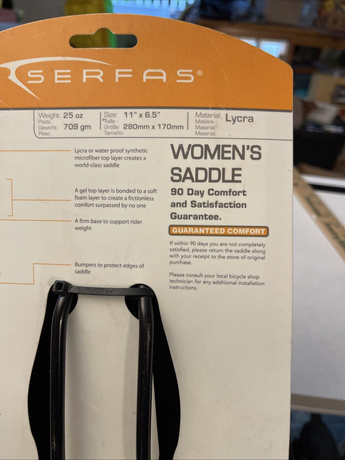 Serfas Women’s LS-100 Reactive Gel Bicycle Saddle-Black-Comfort-Hybrid Bike Seat