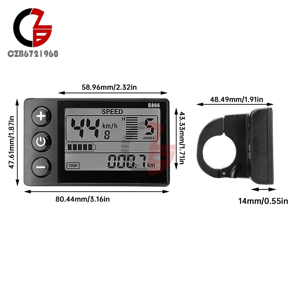 36V 48V 64V 40A 30A 20A Brushless Motor Controller E-Bike S866 LCD Display Meter