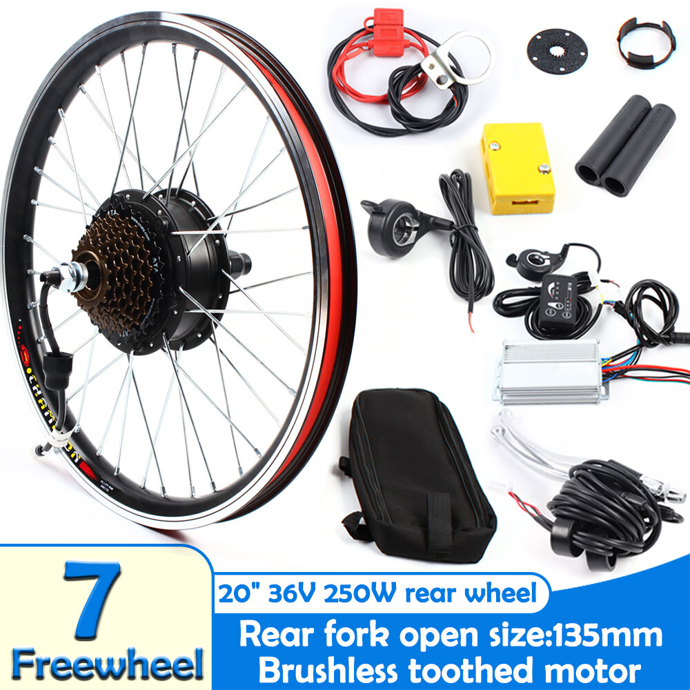 36V 250W 20″ E-Bike Rear Wheel Motor Hub Conversion Kit Electric Bicycle Cycling